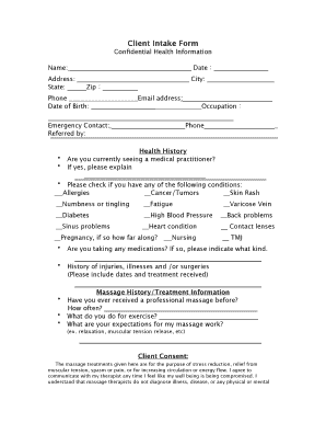 Client intake form - Frank Gruner Massage Therapy