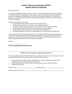 Psychiatric evaluation template - EdTPA Student bConsentb to Participate - Western Carolina University - wcu