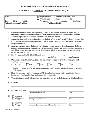 CERTIFICATED PARTTIME LEAVE OF ABSENCE REQUEST - hbuhsd k12 ca