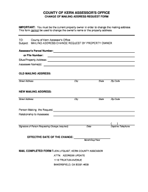 Kern County Mailing Address Change Request Form