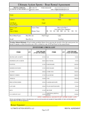 Ultimate Action Sports Boat Rental Agreement
