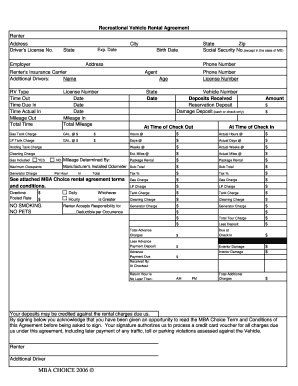 Recreational Vehicle Rental Agreement