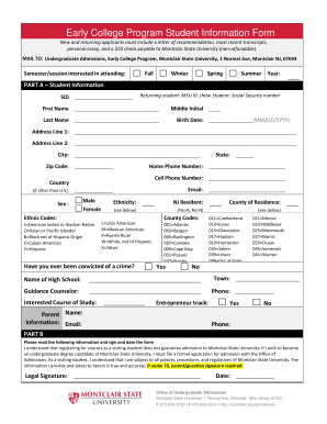 Early College Program Student Information Form