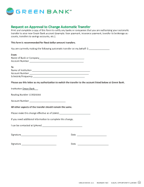 Green Bank Account Switching Forms