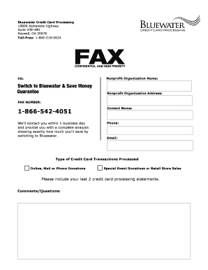 Bluewater Credit Card Processing Agreement