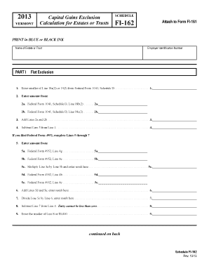 Vermont Capital Gains Exclusion for Estates or Trusts