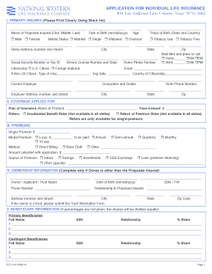 Individual Life Insurance Application