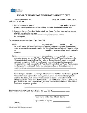 Proof of Service of Three-Day Notice to Quit