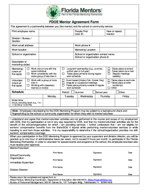 FDOE Mentor Agreement Form