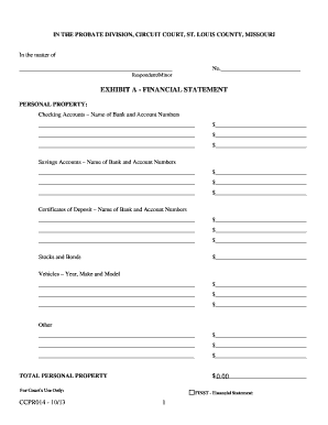 Missouri Financial Statement for Probate
