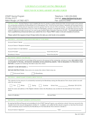 Louisiana's Start Saving Program Scholarship Refund Form