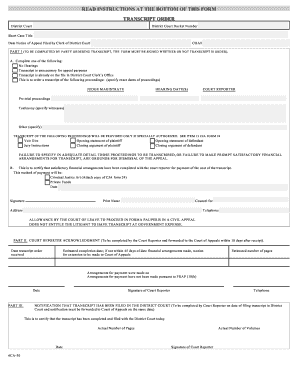 Transcript Order Form