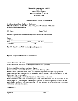 Authorization for Release of Information