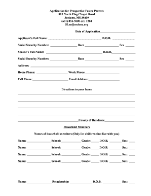 Foster Parent Application Form