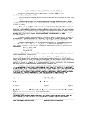 Go Kart Liability Waiver and Release
