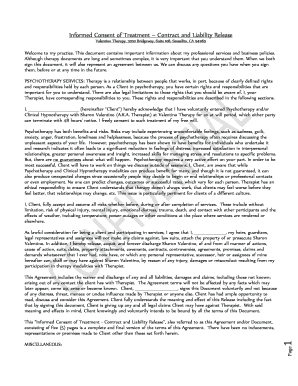 Informed Consent of Treatment - Contract and Liability Release
