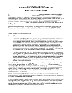 St. Cloud State University Waiver of Liability
