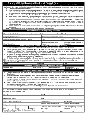 Transfer of Billing Responsibilities Form