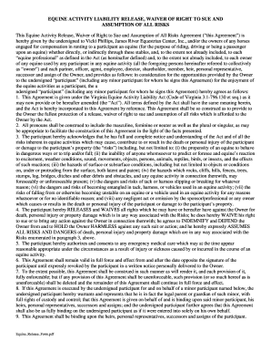 Equine Activity Liability Release Waiver