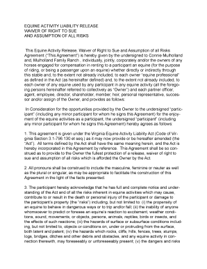 Equine Activity Liability Release Waiver