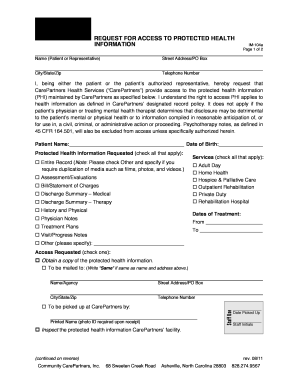 Request for Access to Protected Health Information IM-104a