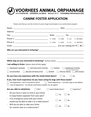 Canine Foster Application Form