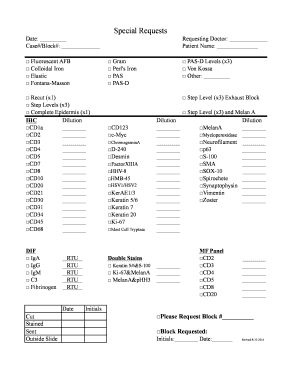 Pathology Special Requests Form