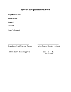 BSpecialb Budget bRequestb Form