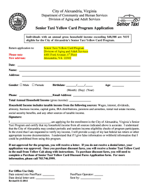 Senior Taxi Yellow Card Program Application