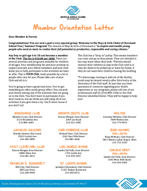 Boys & Girls Clubs of Cleveland Membership Application