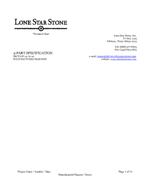 Manufactured Masonry Specification