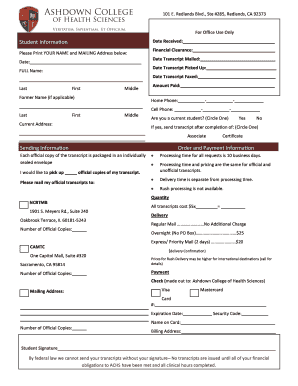 Transcript Request Form