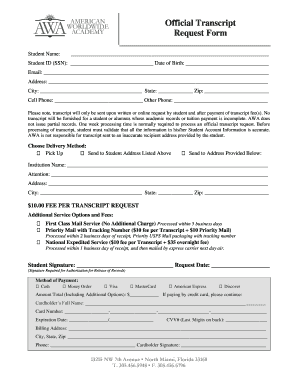 Official Transcript Request Form