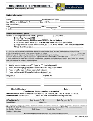 Transcript/Clinical Records Request Form