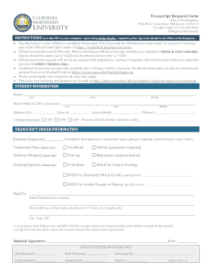 Transcript Request Form