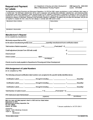 Manufactured Home Certification Label Request Form