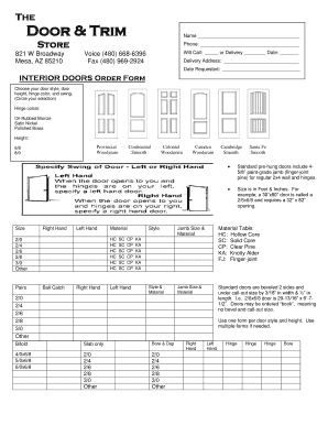 Interior Doors Order Form