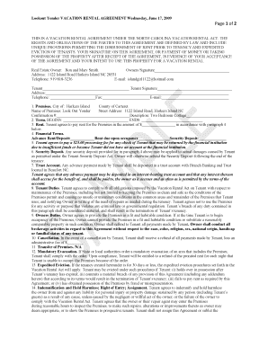 North Carolina Vacation Rental Agreement