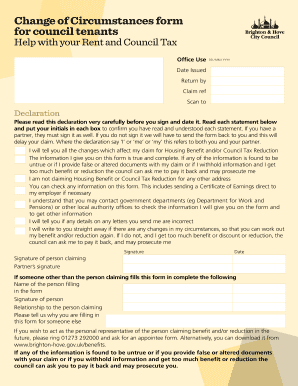 Change of Circumstances Form for Council Tenants