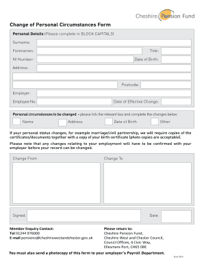 Change of Personal Circumstances Form