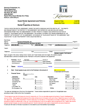 North Carolina Vacation Rental Agreement