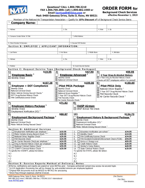Background Check Order Form
