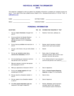 2015 Individual Income Tax Organizer