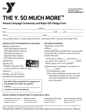 YMCA Annual Campaign Pledge Form