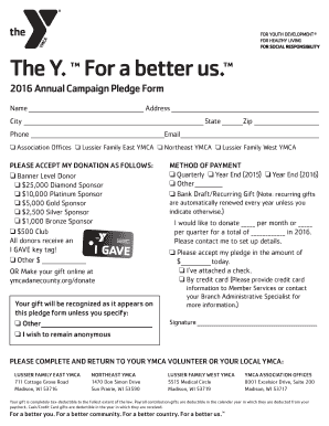 2016 Annual Campaign Pledge Form