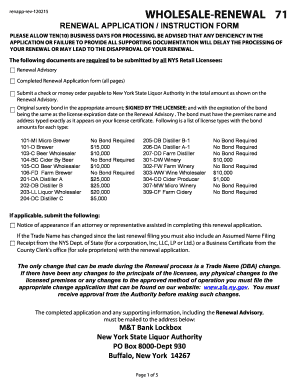 New York State Liquor Authority Renewal Application