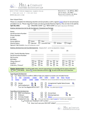 Canada T1013 Tax Form Checklist