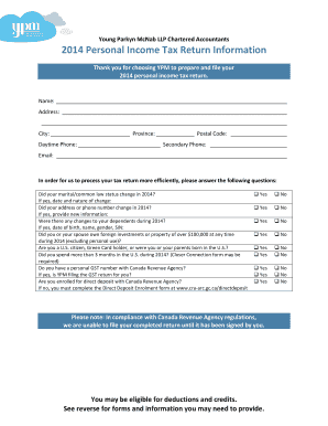 2014 Personal Income Tax Return Form