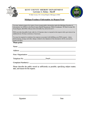 Michigan Freedom of Information Act Request Form