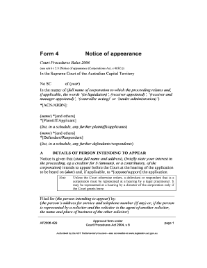 Form 4 Notice of Appearance